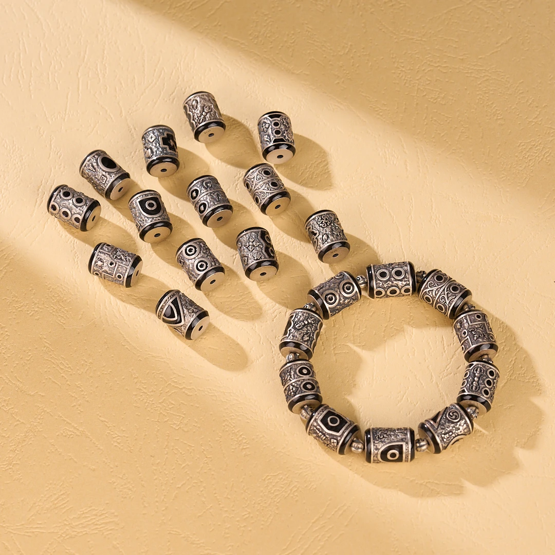 吊坠925银珐琅 云丹拉姆丨银镶桶珠多样性发其一