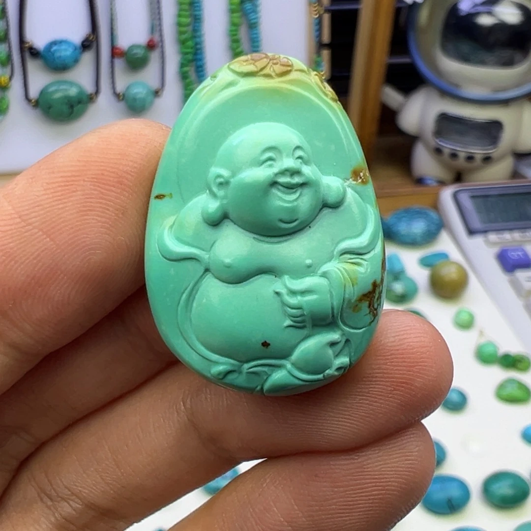 云盖高瓷蓝弥勒佛