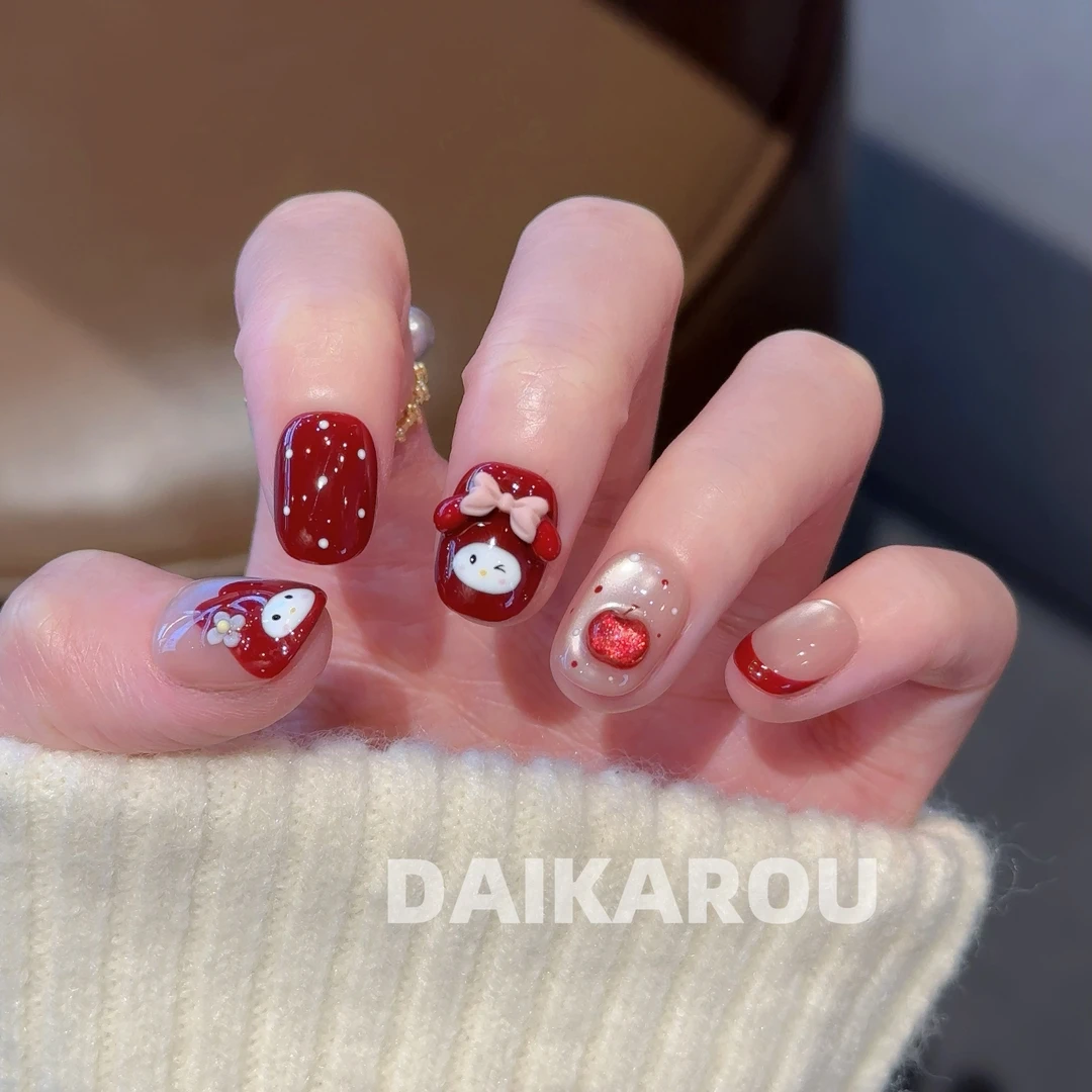 莓果嘉年华 黛卡柔预售 哇擦么 新甲型 此度短椭圆手工穿戴甲10片