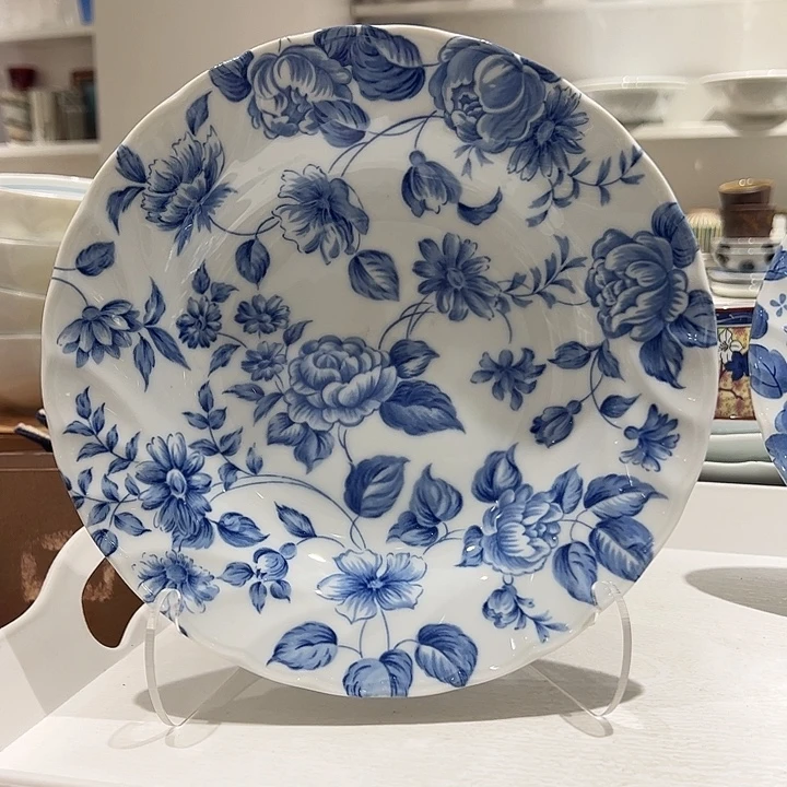 蔷***兮瓷青花花花瓷超润大深盘超美