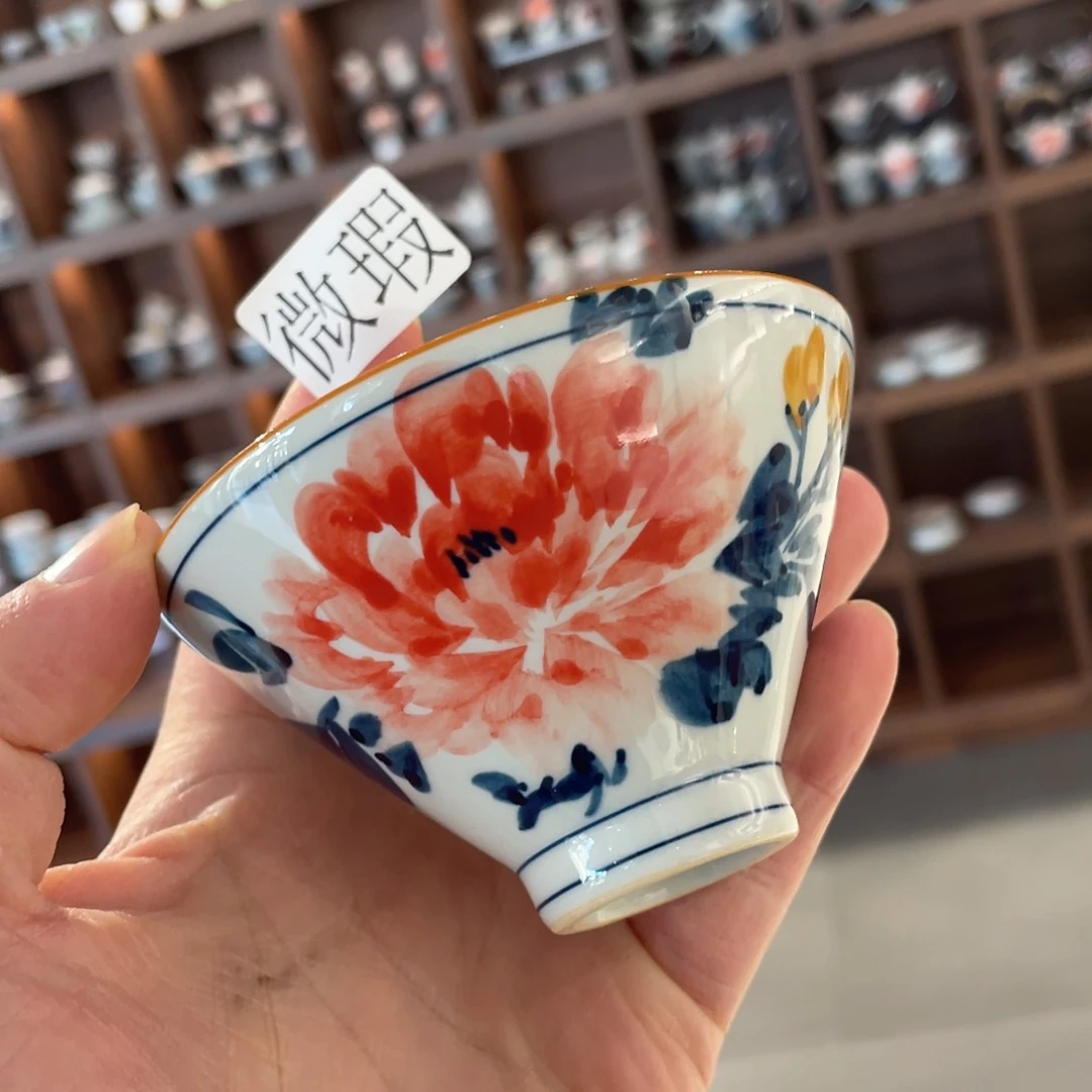 釉下手绘茶具微瑕