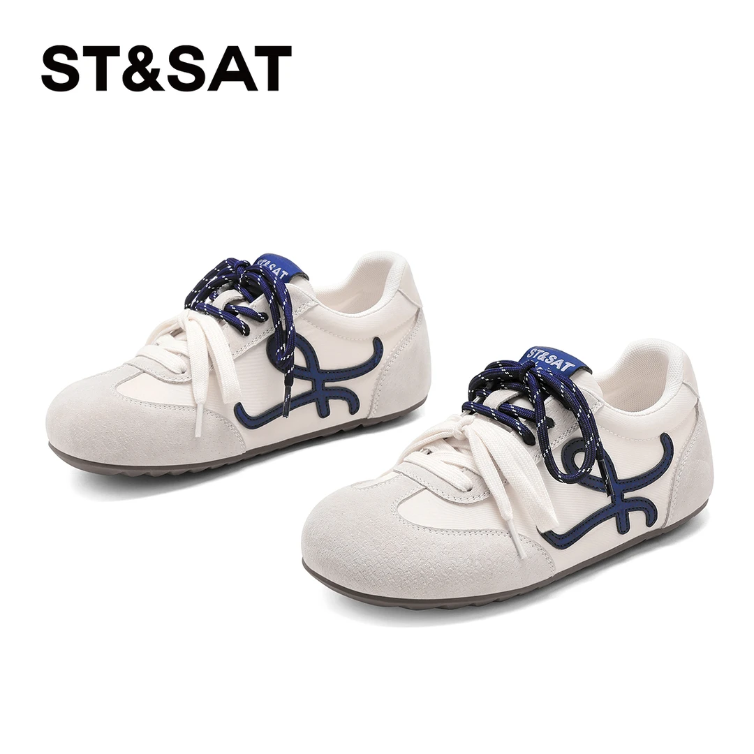 【官方正品】星期六休闲鞋运动春季ins平底双色鞋带轻便女鞋德训鞋