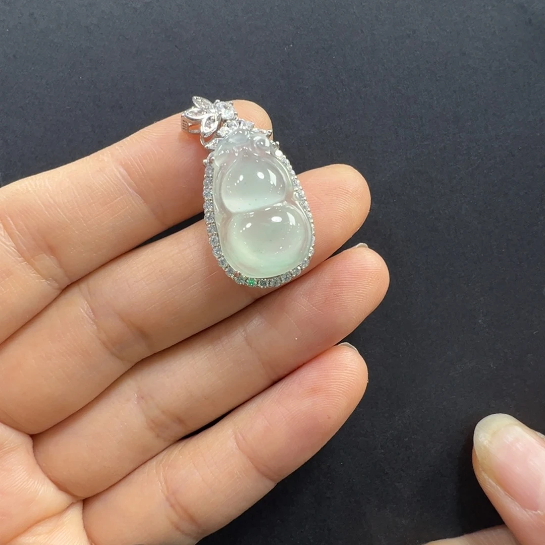 石英质玉银S925镶嵌颈饰13号