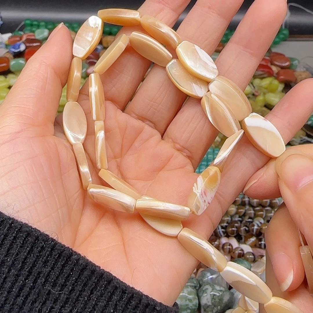 玛瑙/玉髓合金珠宝半成品老料珍珠母贝一条8-16mm