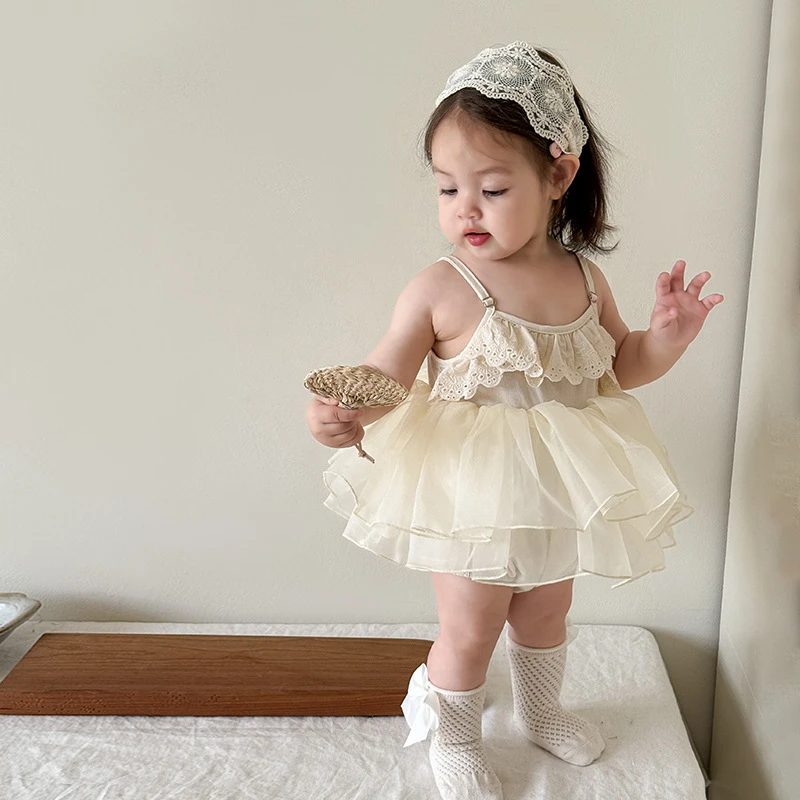 盗图必究【奶杏冰沙】女宝婴儿夏薄款连体衣25新款包屁爬服女公主裙