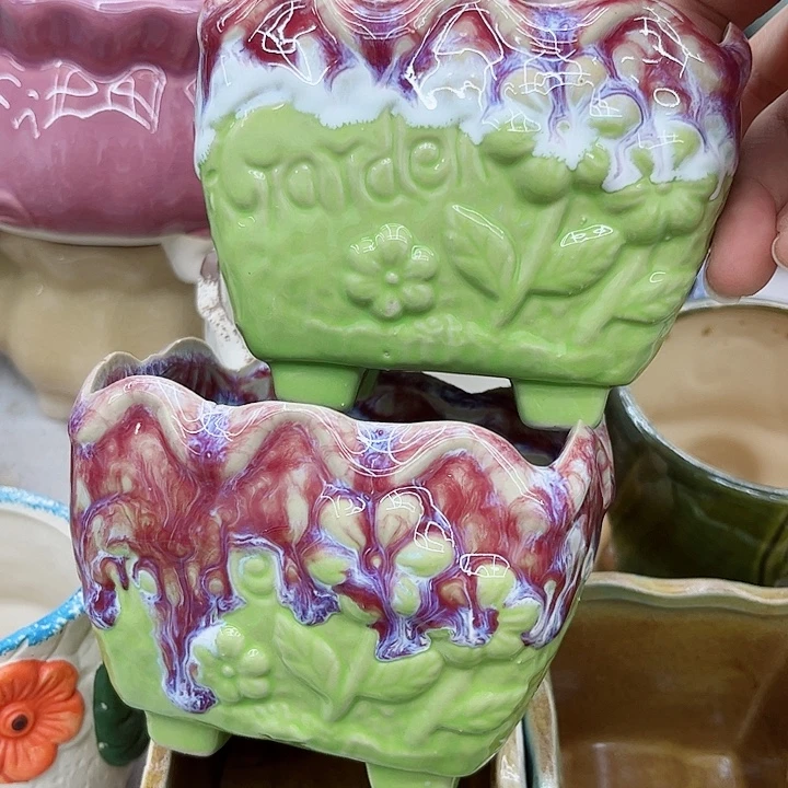 多肉绿植陶瓷花盆9.9包邮，有孔