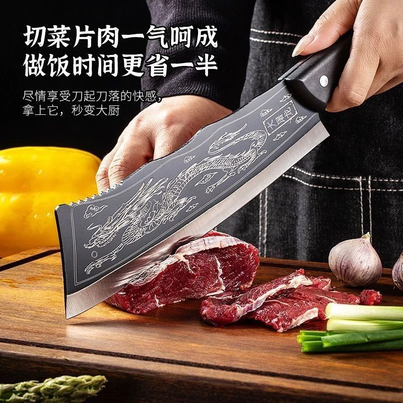家用专用手工锻打锋利剁骨不锈钢菜刀厂家屠龙刀砍刀户外砍柴刀