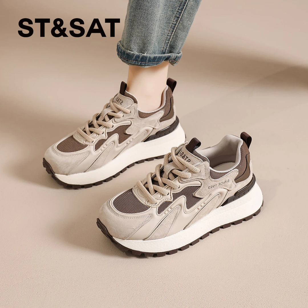 星期六厚底阿甘鞋女款2025秋季超火爆款复古休闲运动老爹鞋显脚小