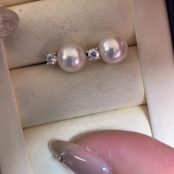 银S925镶嵌耳饰海水珍珠