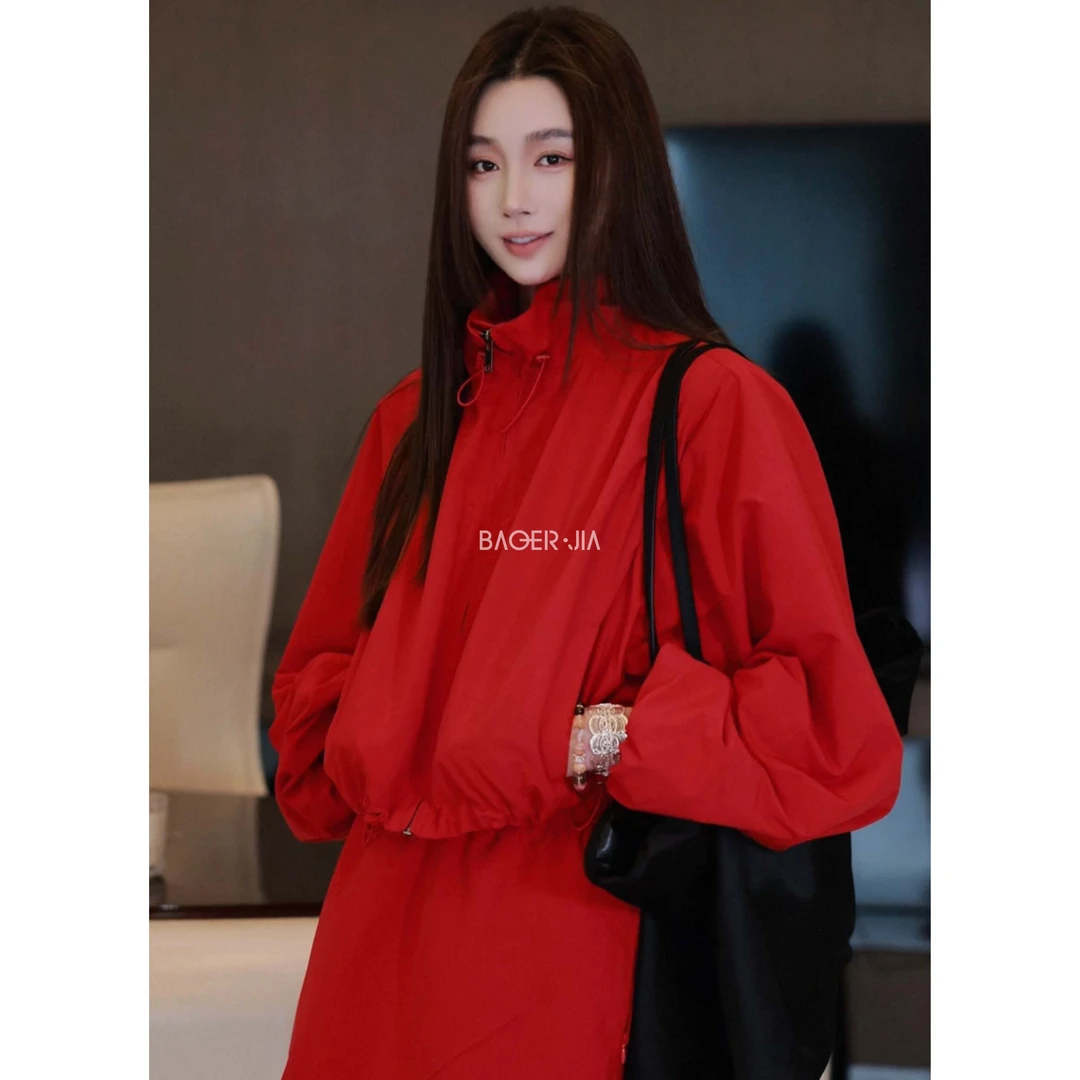 23-宝儿家含幂BF54125102春季新款穿搭立领宽松拉链时尚运动套装