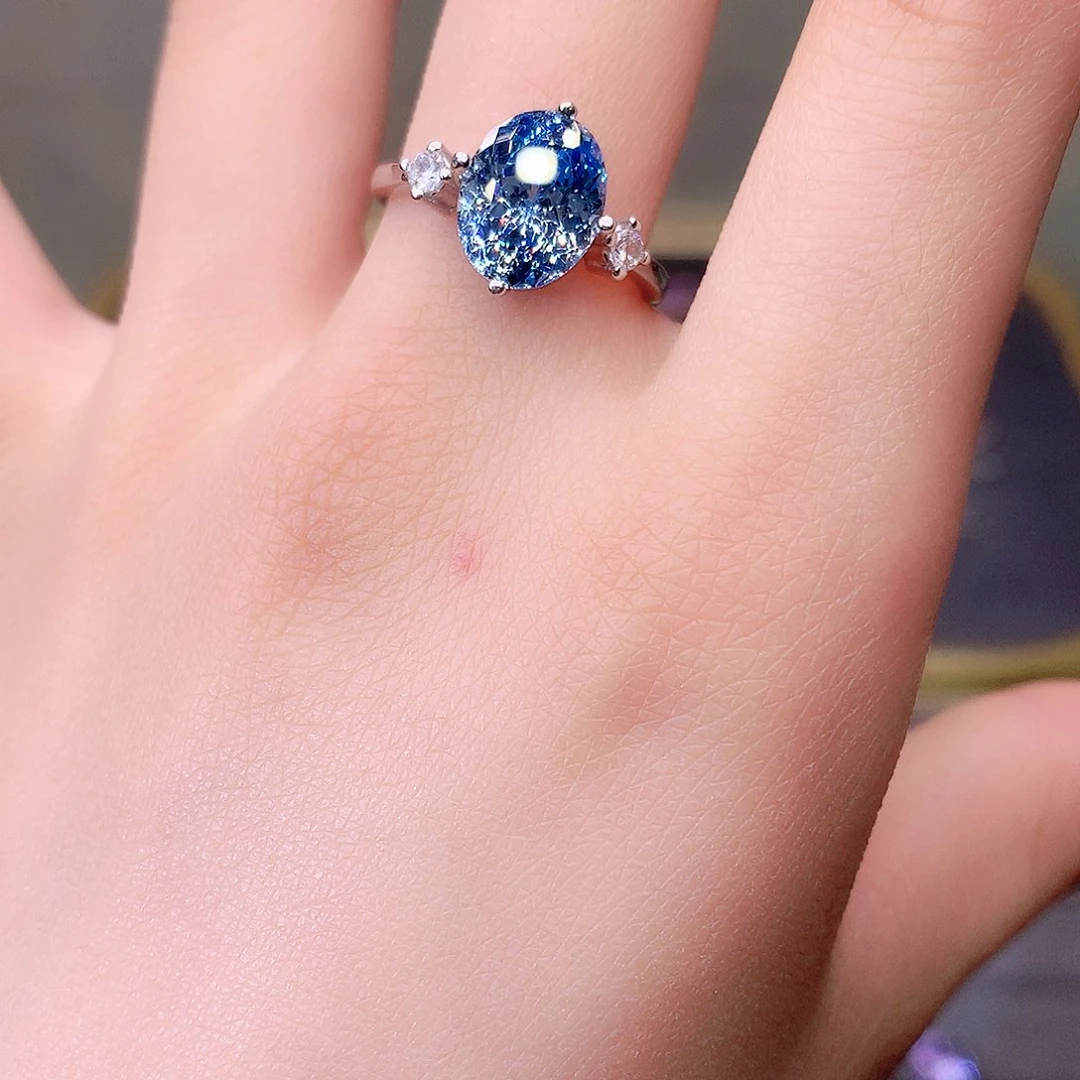 海蓝宝石戒圈银S925镶嵌11111111