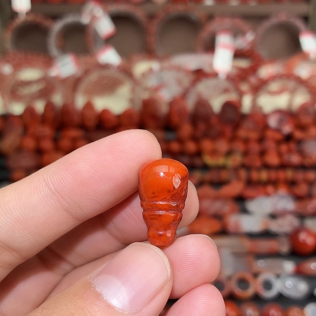 南红玛瑙未镶嵌颈饰火焰纹三通12+