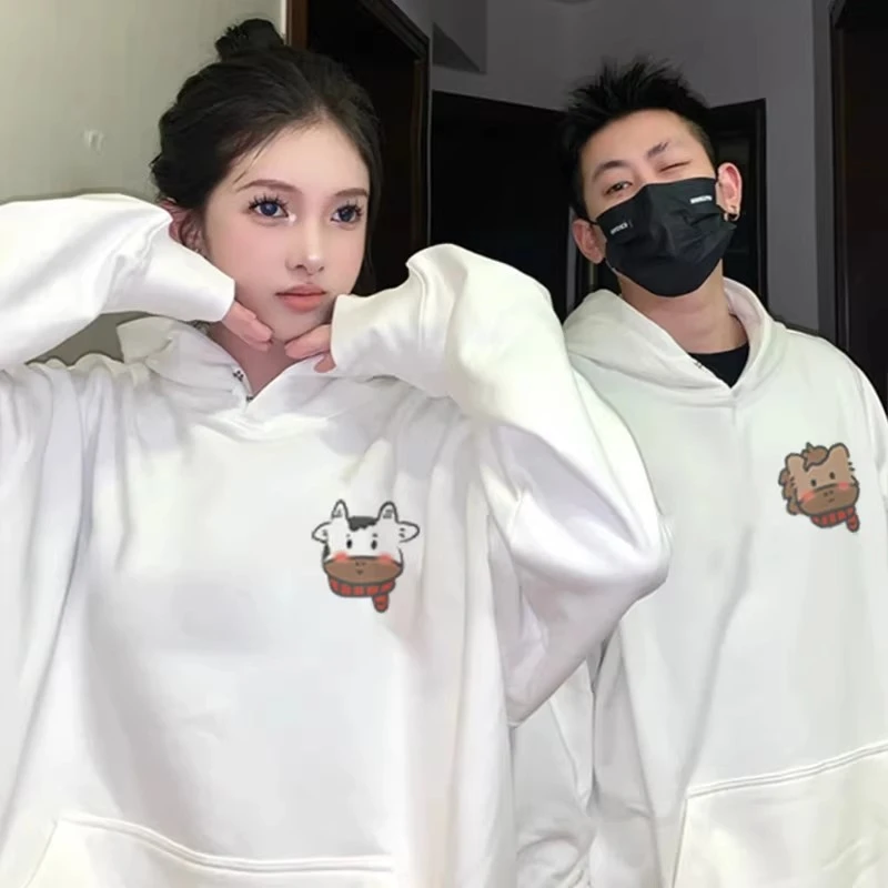 胖mm300斤特别的情侣装卫衣2026新款冬季高级感加绒加厚小众外套