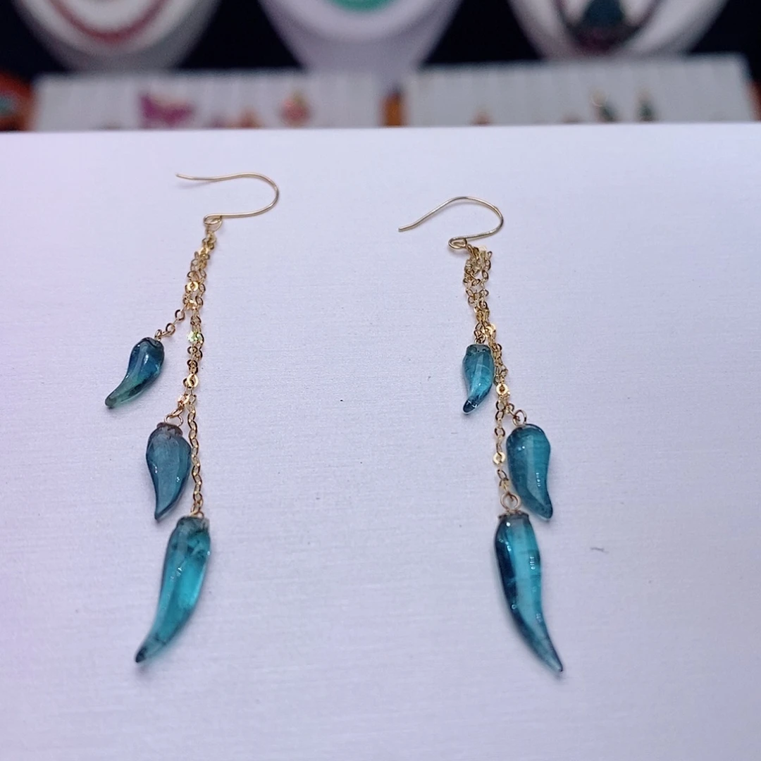 碧玺耳饰18K金镶嵌碧玺耳饰