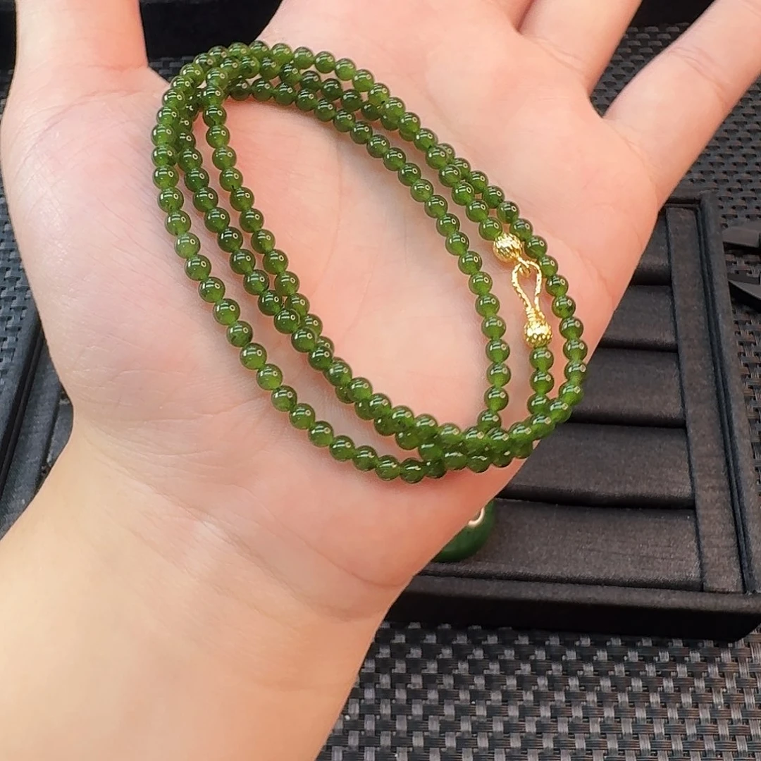 和田玉未镶嵌颈饰碧玉小米珠 卡4 一条