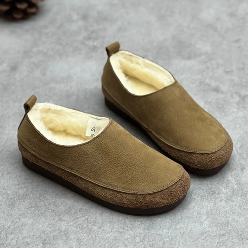 皮毛一体加绒加厚保暖中老年棉鞋一脚蹬软底防滑妈妈鞋2024年新款