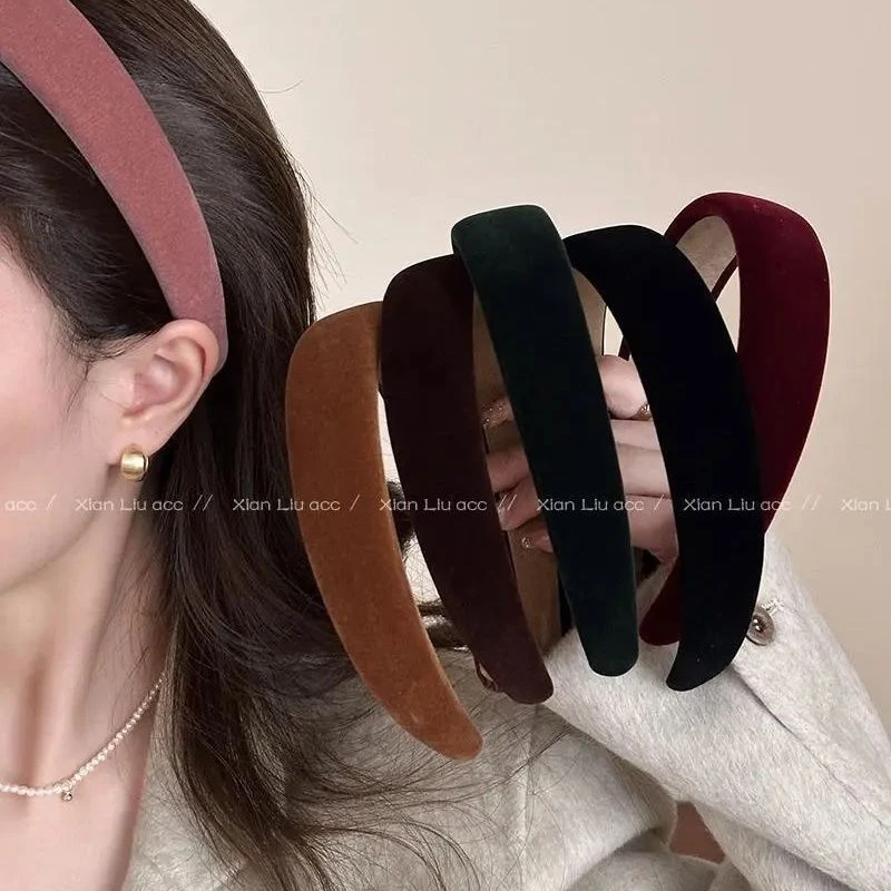 丝绒宽边发箍女2025新款高级感压发头箍日常外戴时尚洋气发卡头饰