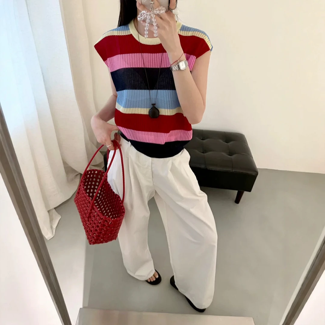 新疆包邮【Z752】彩色条纹针织衫-衣长54