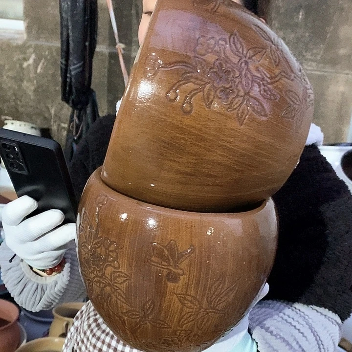 紫砂花盆瑕疵口18高18