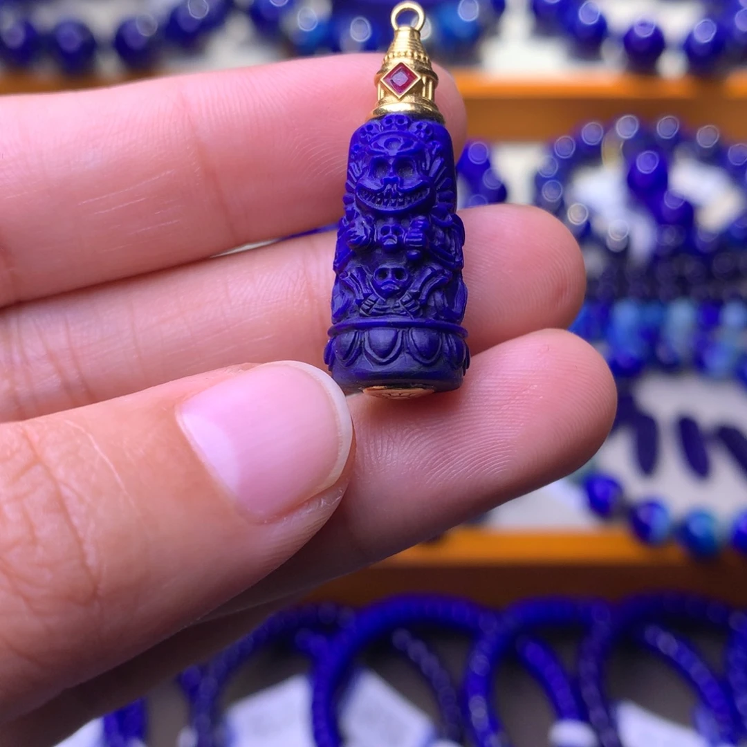 青金石18K金镶嵌吊坠喜主