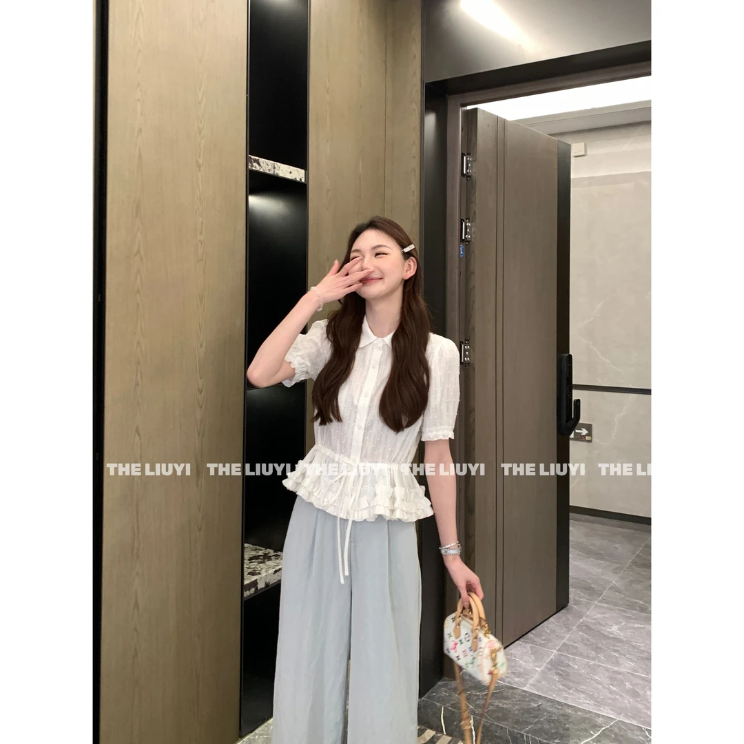 【LIUYI】清欢小衫~夏季甜美风娃娃领收腰小衫54225