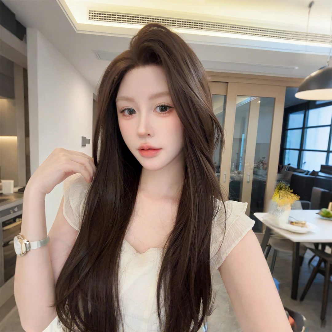 椰子专属《许妍本色》黑茶棕色气质全头套直发13*6蕾丝假发女