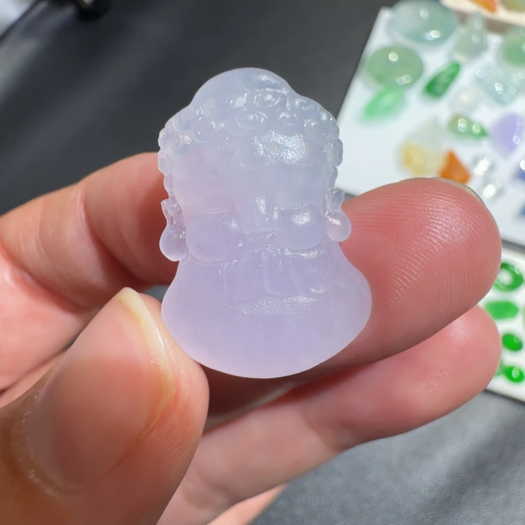定制翡翠未镶嵌冰紫宝宝佛