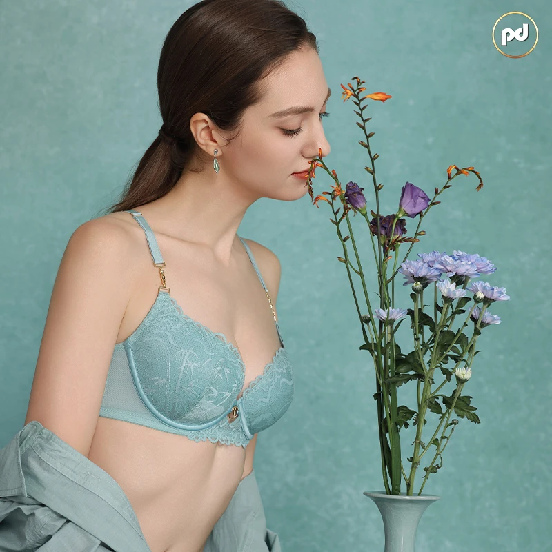 翡丽法式内衣软支撑塑形性感蕾丝轻盈透气美背背翼 巴适01-L