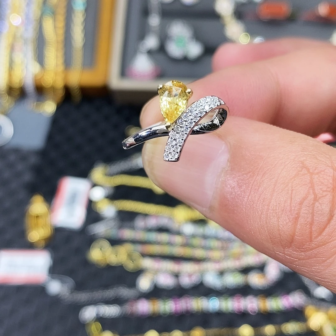 蓝宝石戒指银S925镶嵌