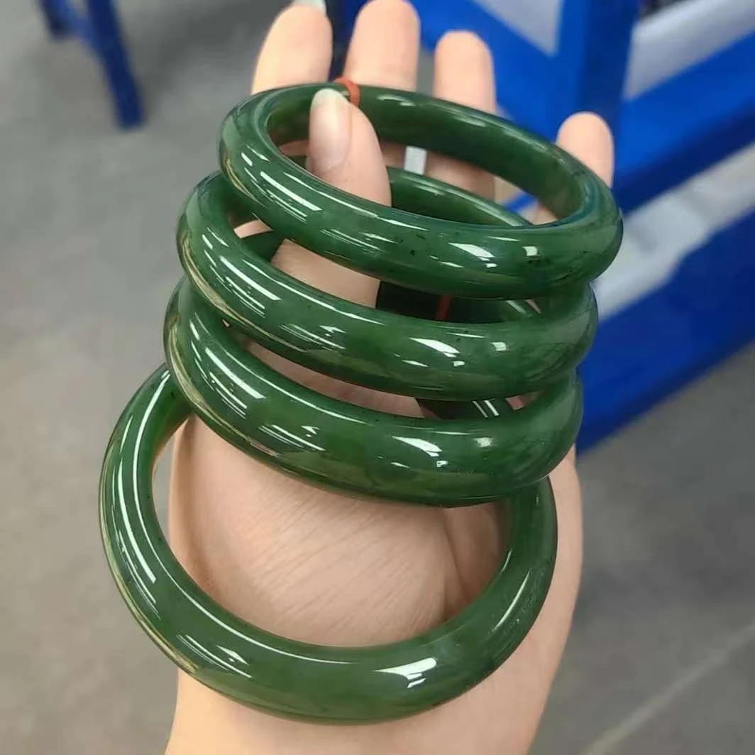 保真  和田玉俄罗斯碧玉正宽手镯多样性发一