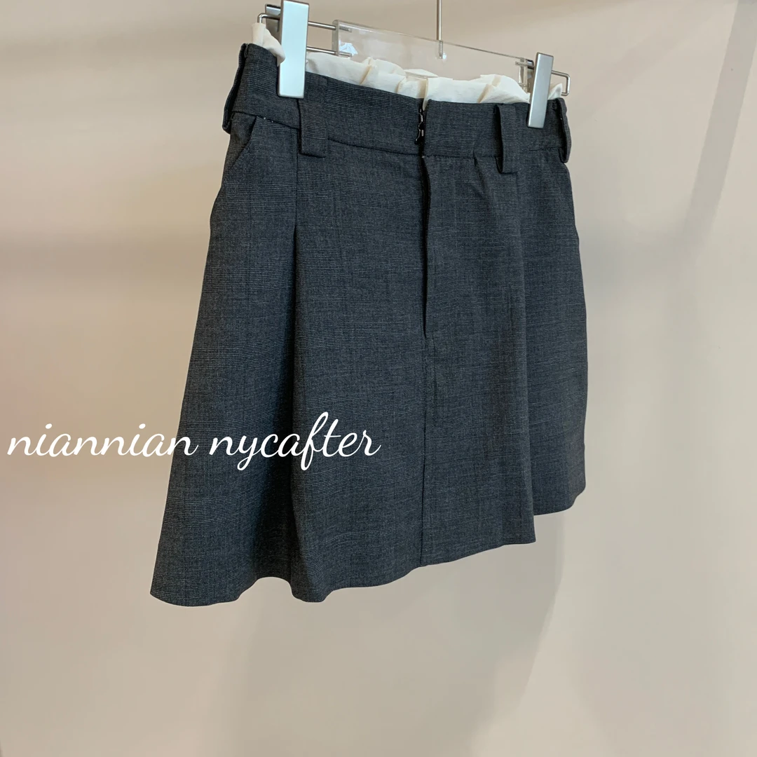 250328[含羊毛+醋酸]灰色半裙暗格纹休闲半身裙mm1919