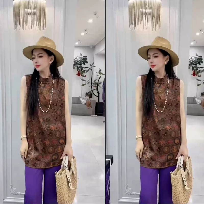 夏季休闲时尚复古绿色格纹无袖马甲衬衫女独特别致漂亮小众上衣潮