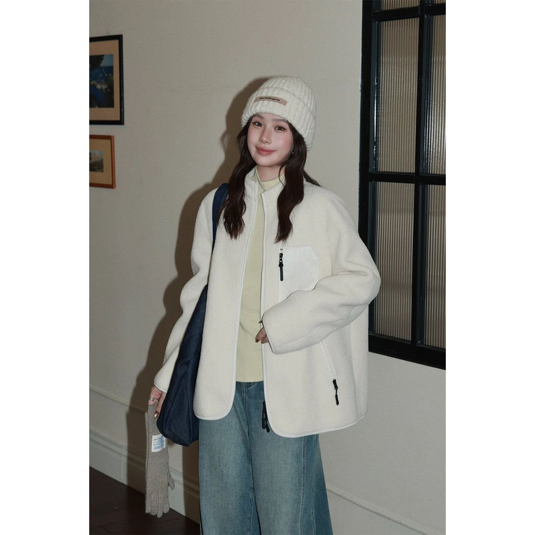 现货1018D大婉酱微胖定制【雪雾绒外套】摇粒绒拉链外套冬立领上衣