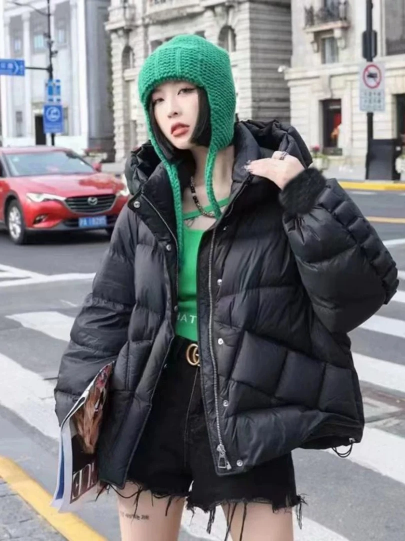 25146连帽长袖女士休闲百搭短款宽松型时尚羽绒棉服外套潮流冬季