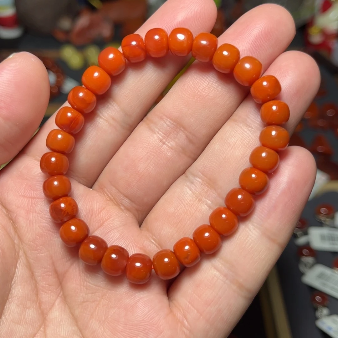 南红玛瑙未镶嵌手串原矿瓦西老型单圈7mm+