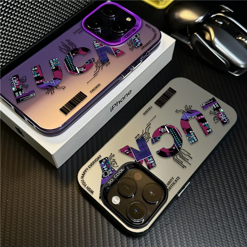 赛博英文适用苹果16promax手机壳iPhone15个性14保护套17新款创意