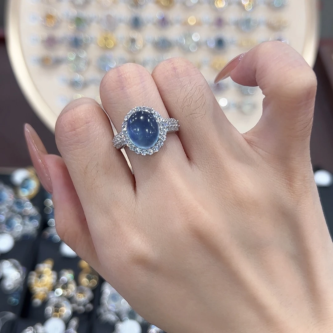 蛇纹石玉银S925镶嵌戒指歌**娜