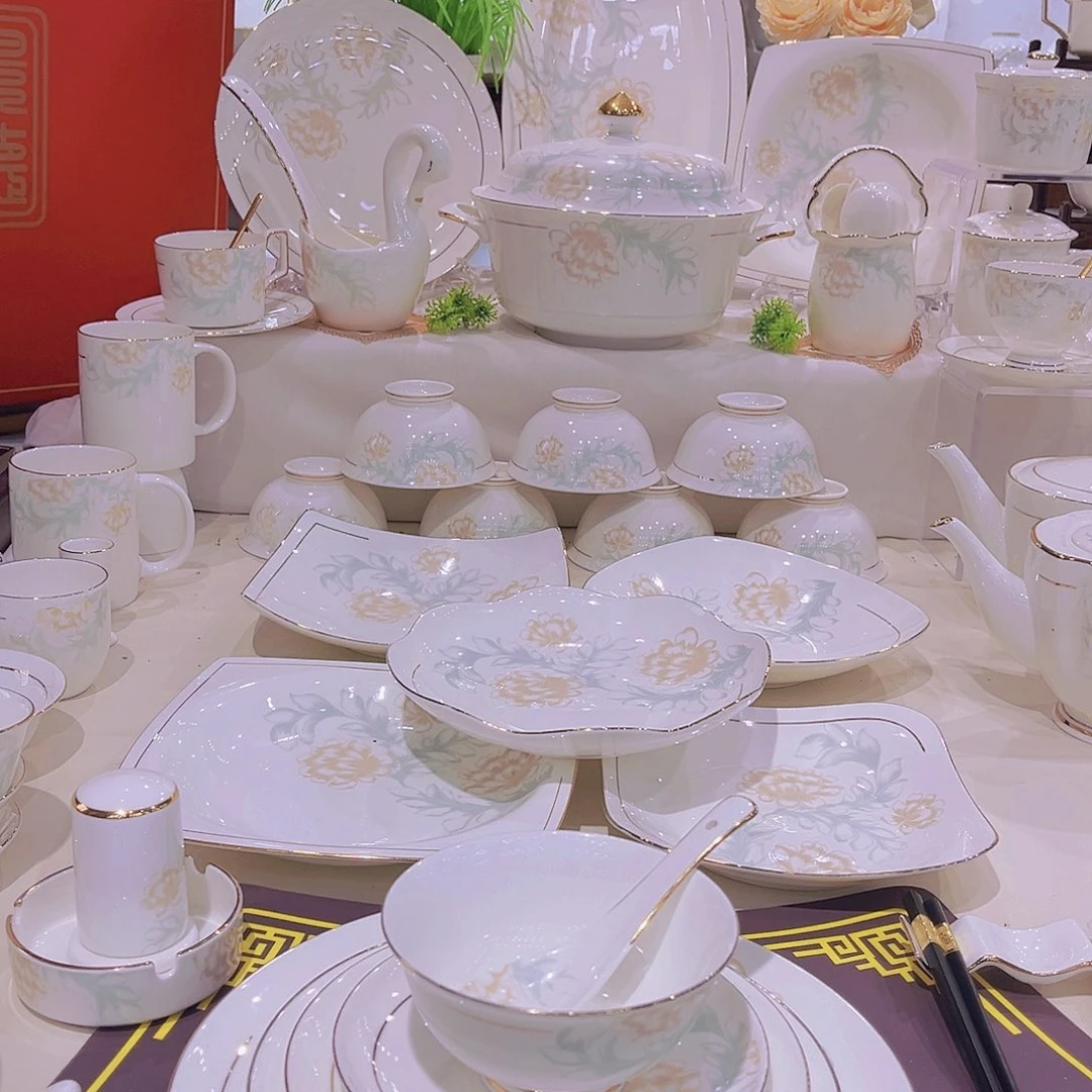 瓷描金清雅餐具套餐