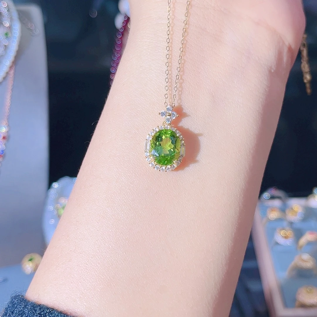 橄榄石颈饰银S925镶嵌