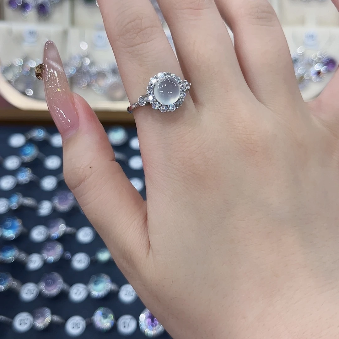 银S925镶嵌蛇纹石玉戒指