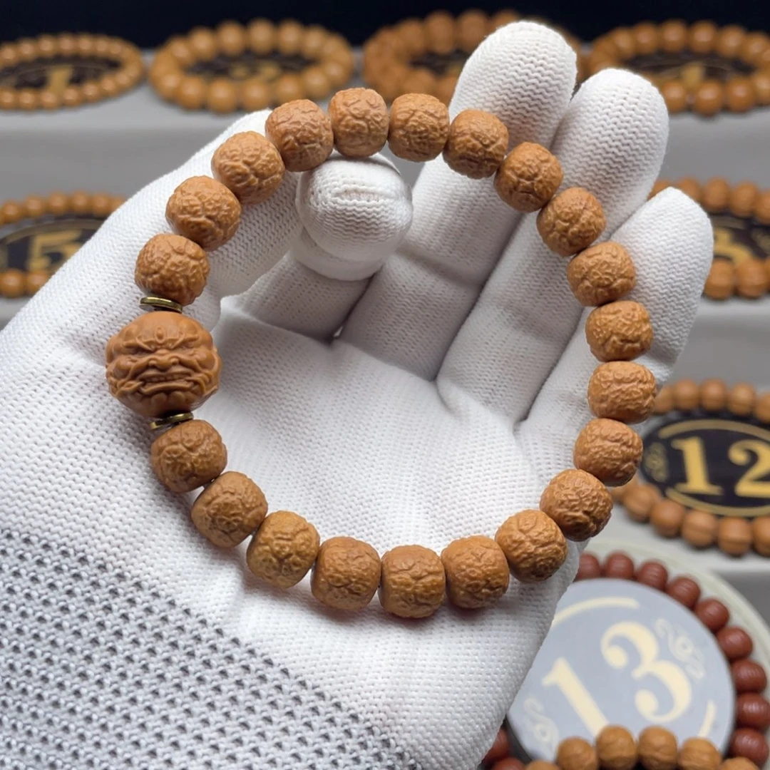 手串猴头核桃10左右荔枝纹饕鬄全品无暇