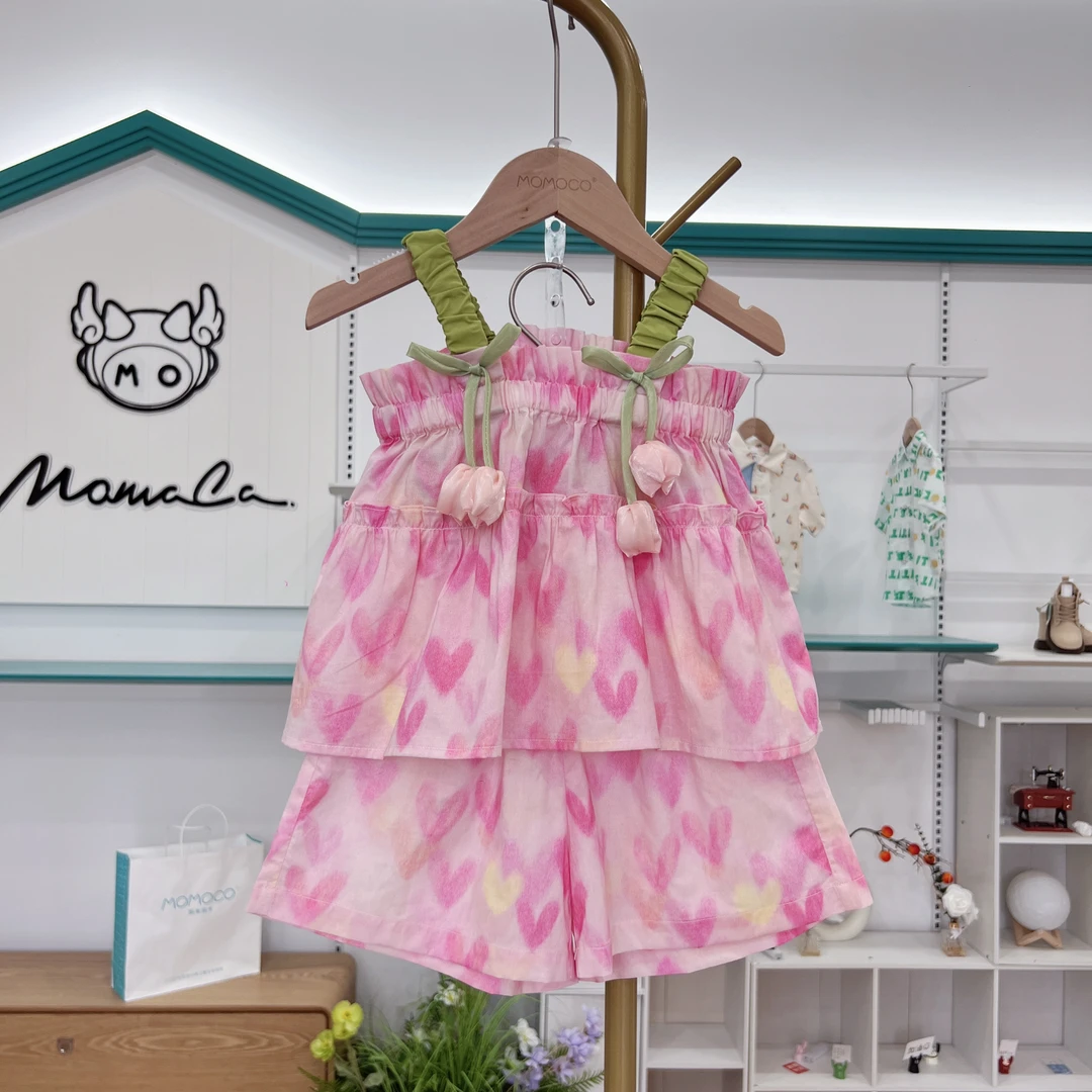 MOMOCO女童夏季儿童郁金香甜美时尚无袖吊带两件套装77630578178