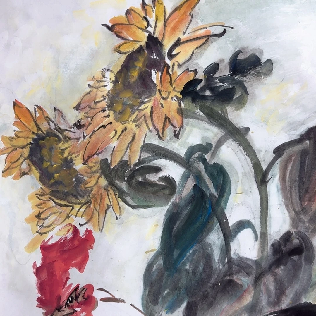 用***8国画向阳花木国画作品