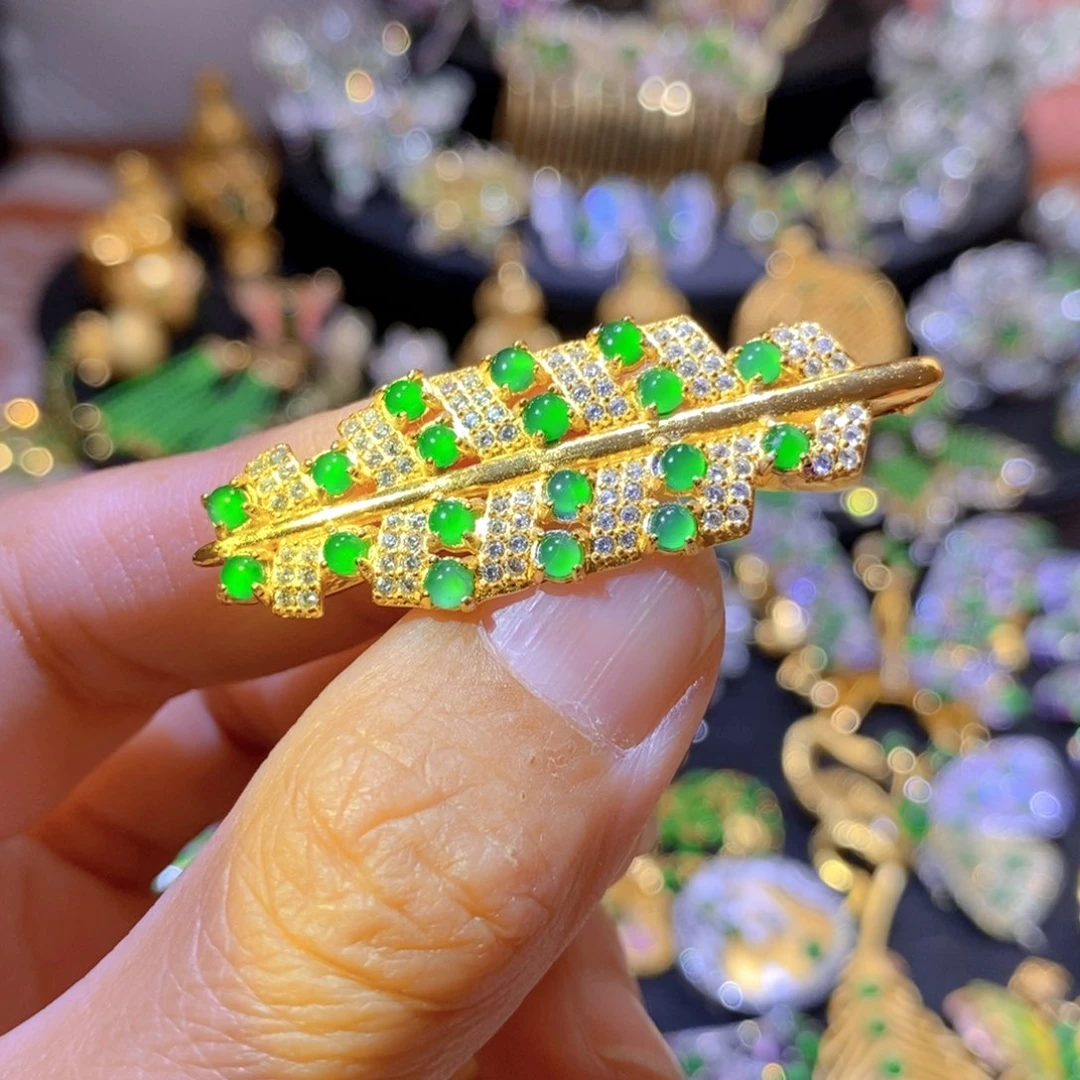 吊坠(不含链)银S925镶嵌翡翠