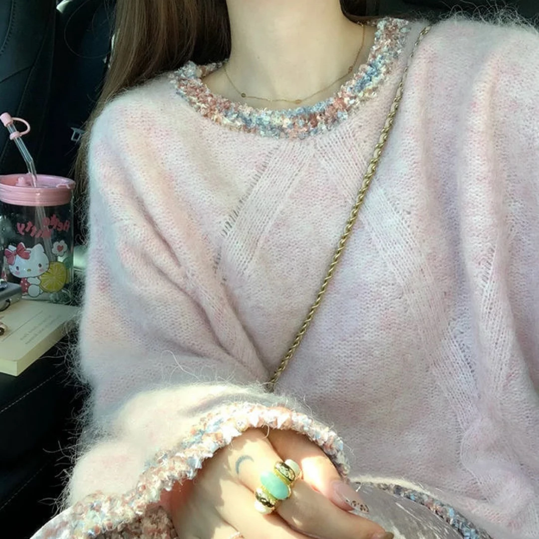 碎花领套头针织打底