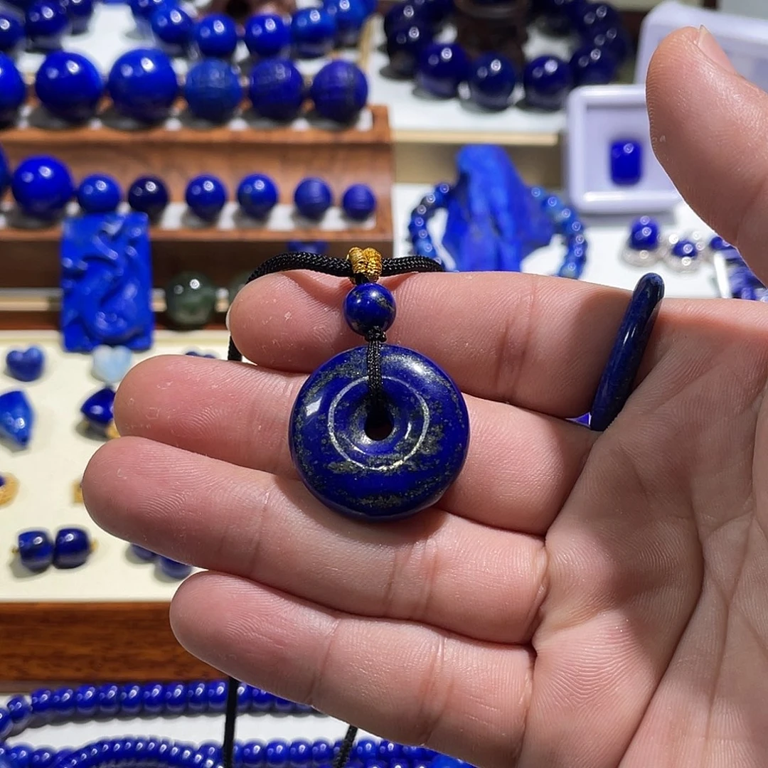 青金石未镶嵌平安扣26x8