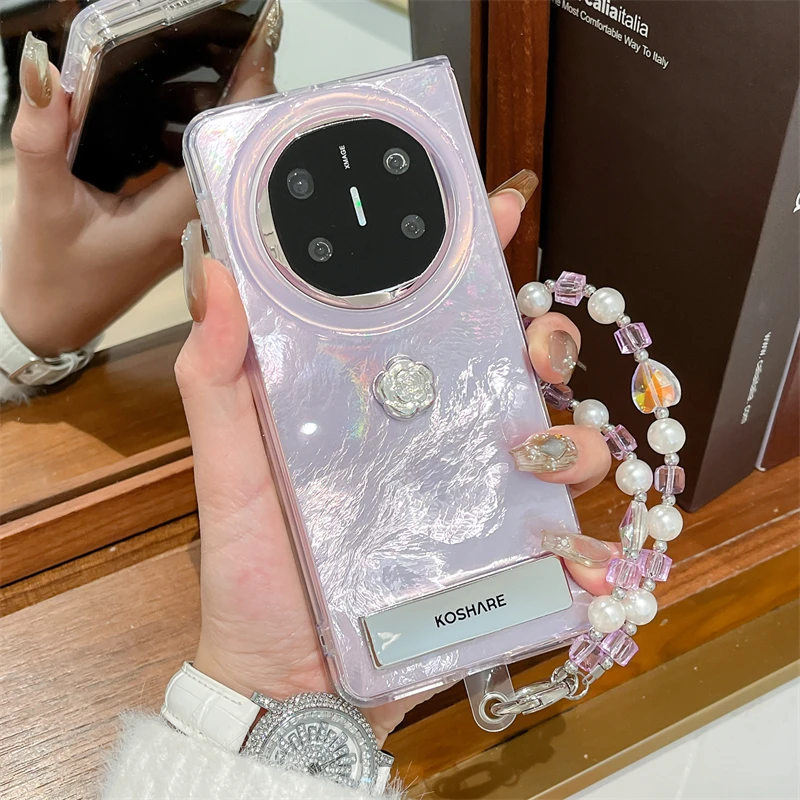 适用于华为matex6手机壳锡纸纹折叠屏小花折叠屏数码配件实用女款