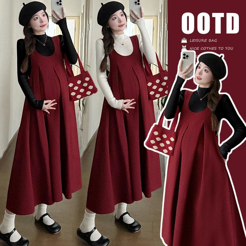 橙子家-2025春季新款时尚孕妇装气质背心连衣裙孕妇装