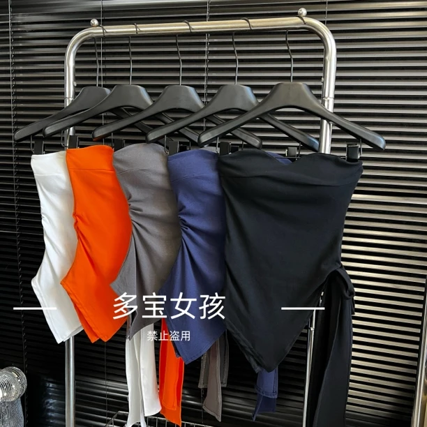 【多宝】夏季新款通勤美式辣妹不规则绑带抹胸女清冷系禅意衣服女