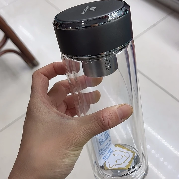 晶双层玻璃杯370370玻璃杯深灰色微瑕